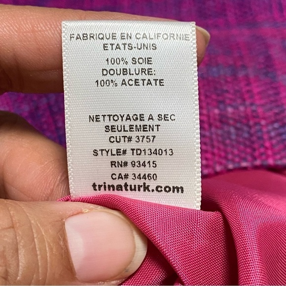 Trina Turk Dress Women’s Size 4 Purple Pink 100% Silk Tweed Dress - Picture 13 of 16